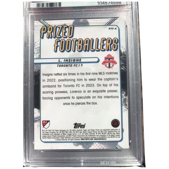 2023 Topps Finest MLS Prized Fusions Blue/Red #PFF-4 Lorenzo Insigne /45 PSA 9 - Picture 7 of 7